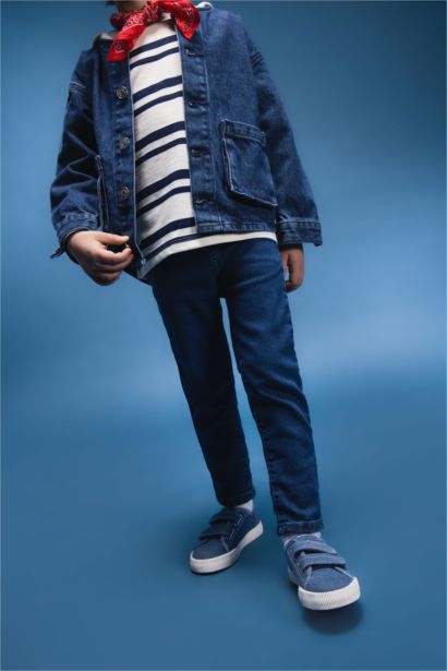 Beli Lastikli Düz Paça Basic Düz Jean Pantolon Erkek Bebek