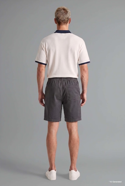 Relaxed Fit Anthracite Gabardine Bermuda Shorts