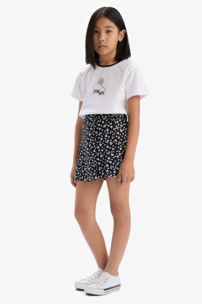 Ensemble de t-shirt et jupe-short imprimée pour fille