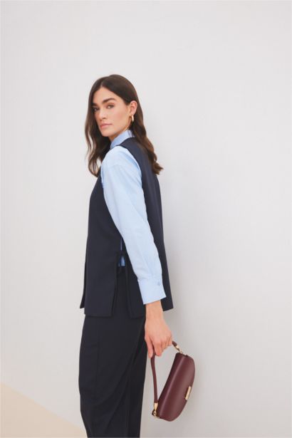 Bisiklet Yaka Yanları Bağcıklı Basic Düz Dokuma Süveter