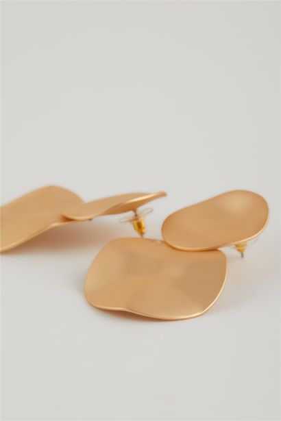 Woman Plate Matte Gold Earrings