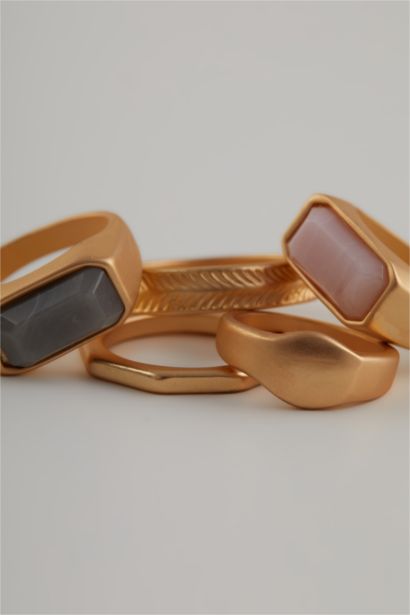 Kadın 5'li Gold Yüzük