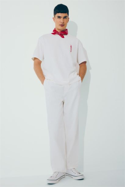 Cotton Wide Leg Elastic Waist Jeans