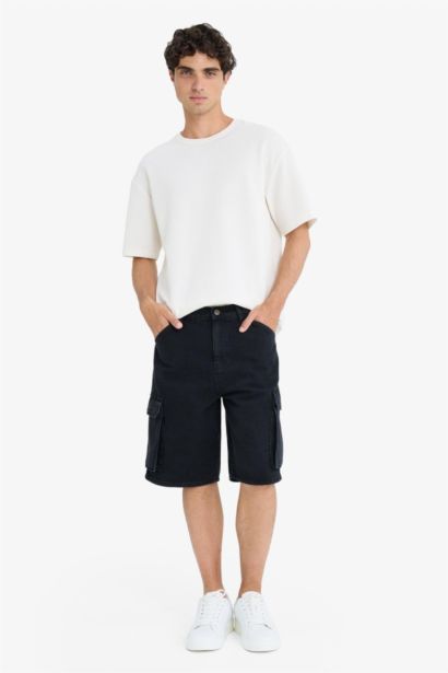 Cotton Cargo Fit Denim Bermuda Jorts