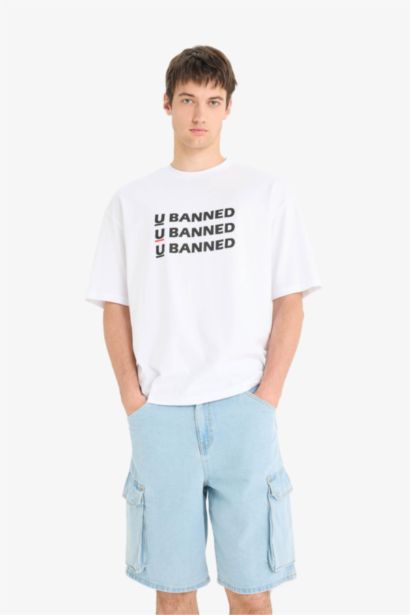 Cotton Cargo Fit Denim Bermuda Shorts