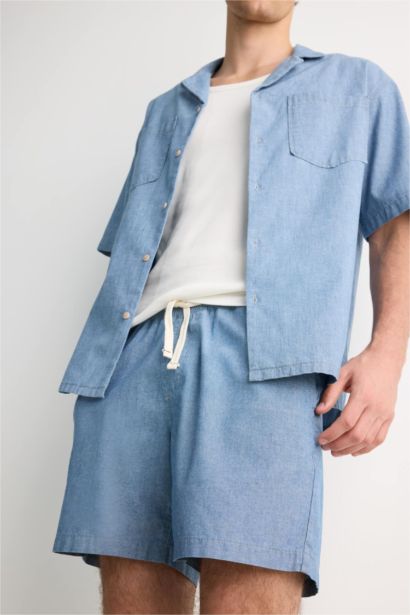 Relax Fit Denim Denim Bermuda