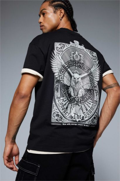 Boxy Fit Crew Neck Printed Short Sleeve T-Shirt