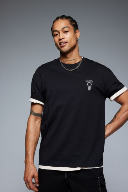 Boxy Fit Crew Neck Printed Short Sleeve T-Shirt