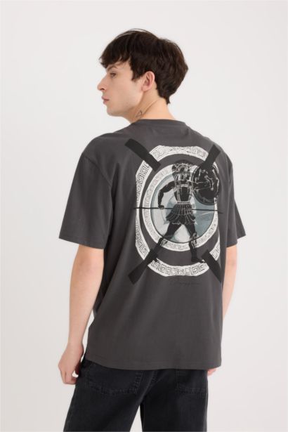 Boxy Fit Crew Neck Printed Short Sleeve T-Shirt