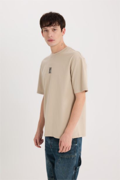 Boxy Fit Crew Neck Back Printed T-Shirt