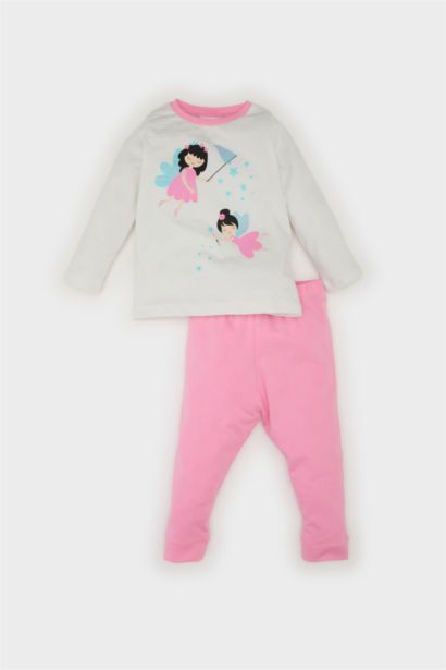 Baby Girl Star Patterned Cotton 2 Piece Pajama Set