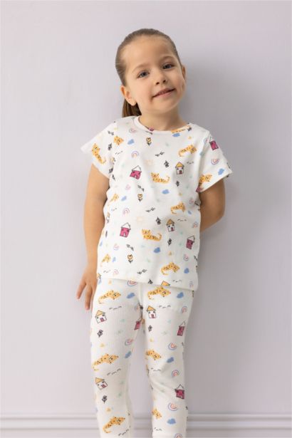 Baby Girl Ribbed Top Bottom 2 Piece Pajama Set