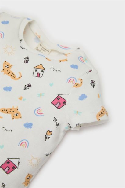 Baby Girl Ribbed Top Bottom 2 Piece Pajama Set