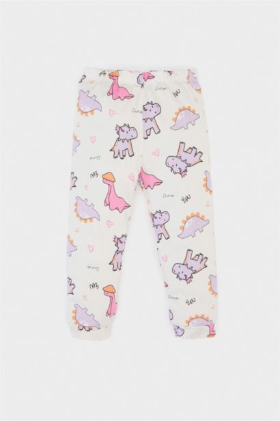 Baby Girl Dinosaur Printed Cotton Top Bottom 2 Piece Pajama Set