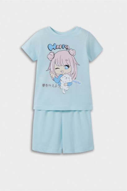 سيت بجامة بيبي بناتي بدبعة أنيمة - قطعتين