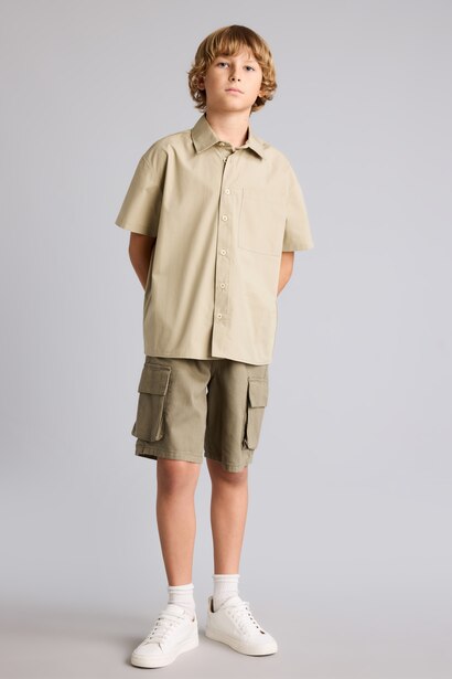 Boy Oversize Polo Collar Parachute Shirt