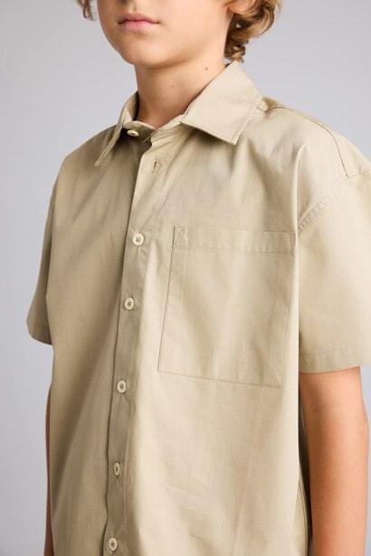 Boy Oversize Polo Collar Parachute Shirt