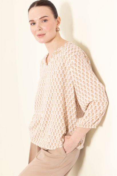 Regular Fit Crew Neck Long Sleeve Blouse