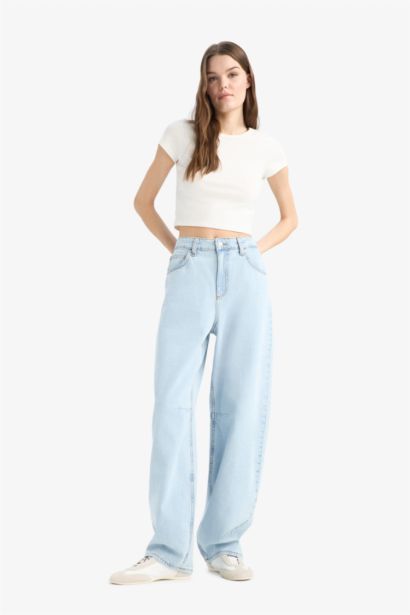 Baggy Fit High Waist Straight Leg Jeans