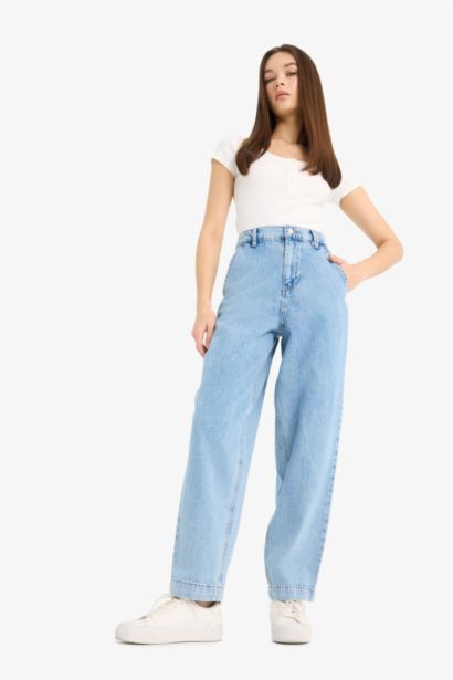 Pantalon Jean à taille élastique Coupe carotte