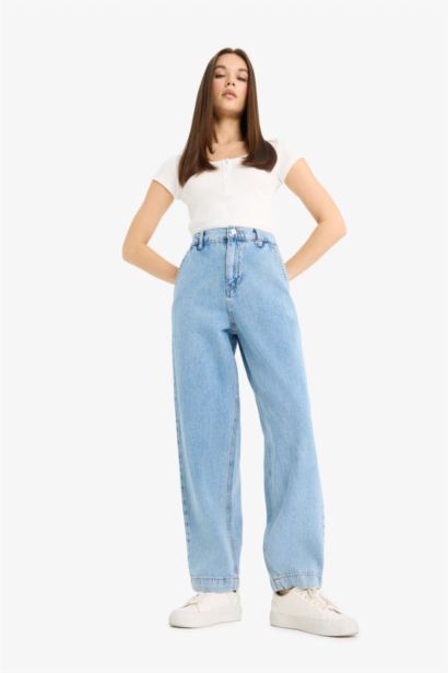 Pantalon Jean à taille élastique Coupe carotte