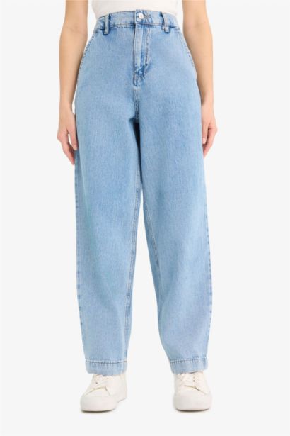 Pantalon Jean à taille élastique Coupe carotte