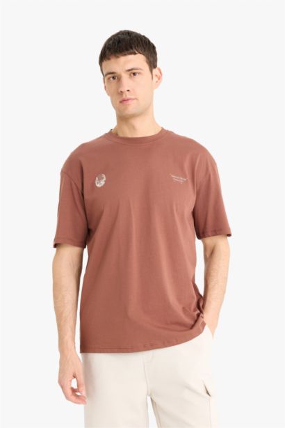 Boxy Fit Crew Neck Printed Short Sleeve T-Shirt