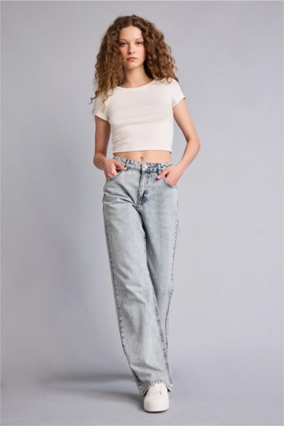 Straıght Wıde Yüksek Bel Jean Pantolon