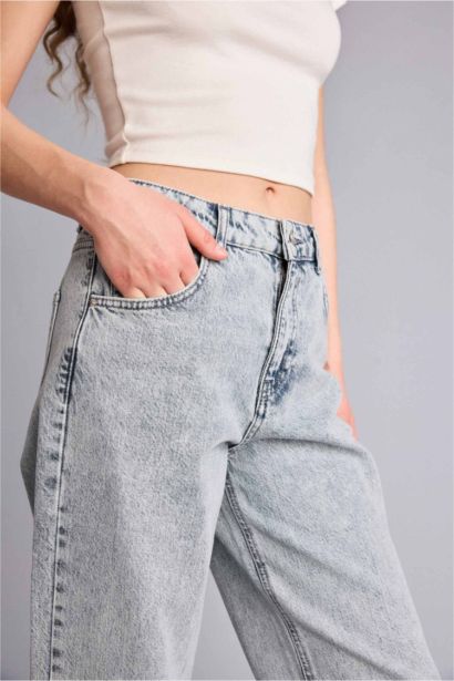 Straıght Wıde Yüksek Bel Jean Pantolon