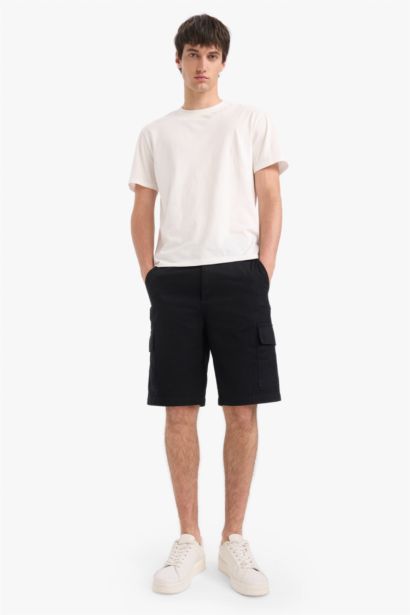 Cotton Regular Cargo Pocketed Bermuda Shorts