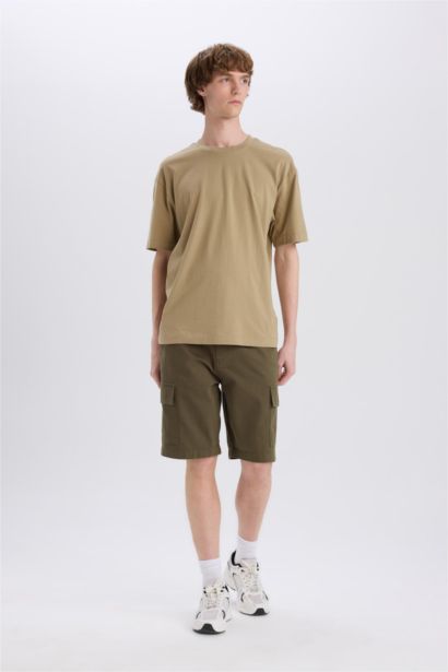 شورت برمودا من قطن قصة عادية بجيوب كارجو