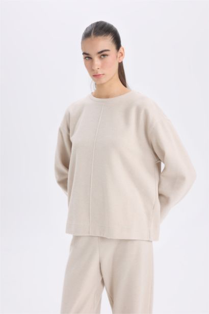 Long Sleeve Basic Top Wide Leg Bottom 2 Piece Set