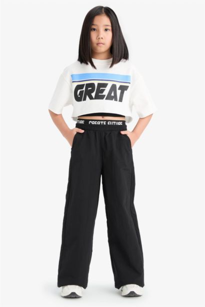 Wide Leg Geniş Paça Pamuklu Pantolon Kız Çocuk