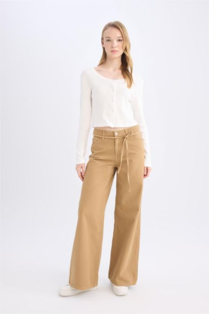 Gabardine Wide Leg High Waist Pants