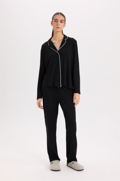 Pijama Takımı Regular Fit Uzun Kollu Üst Uzun Alt-Fall in Love 