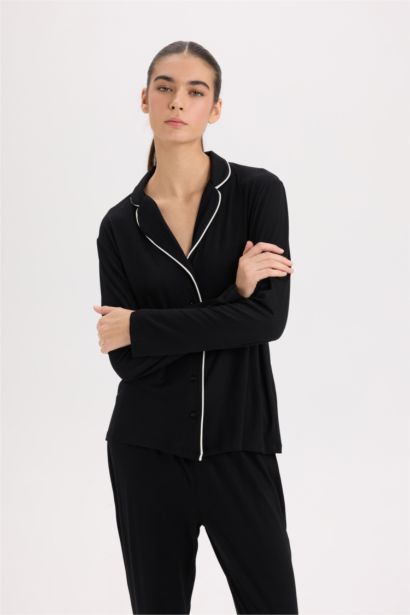 Pijama Takımı Regular Fit Uzun Kollu Üst Uzun Alt-Fall in Love 