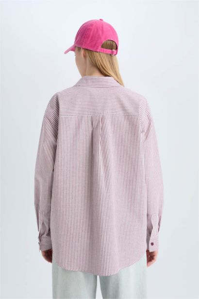 قميص مخطط أوكسفورد اوفر سايز