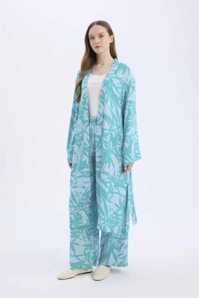 Wide Leg Printed Viscose Trousers