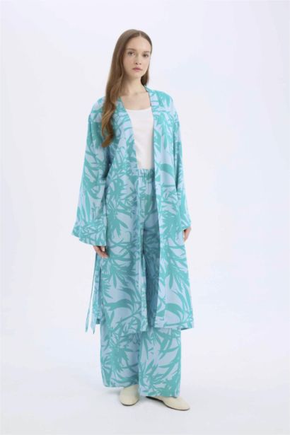 Wide Leg Printed Viscose Trousers