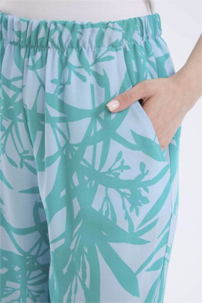 Wide Leg Printed Viscose Trousers