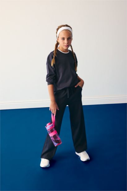 بنطرون بجامة رياضي بناتي وايد ليج برجل واسع