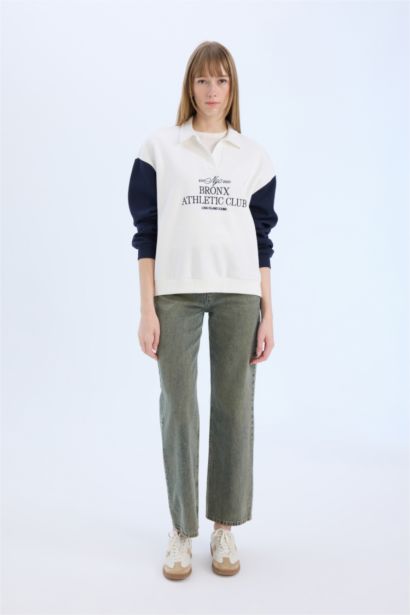 Sweatshirt Oversize à col polo imprimé