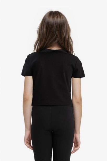 تيشيرت نص ردن مضلع بطبعة شعار سليم فيت بياخة مستديرة