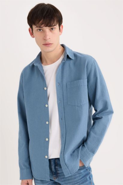 Regular Fit Cotton Striped Long Sleeve Shirt