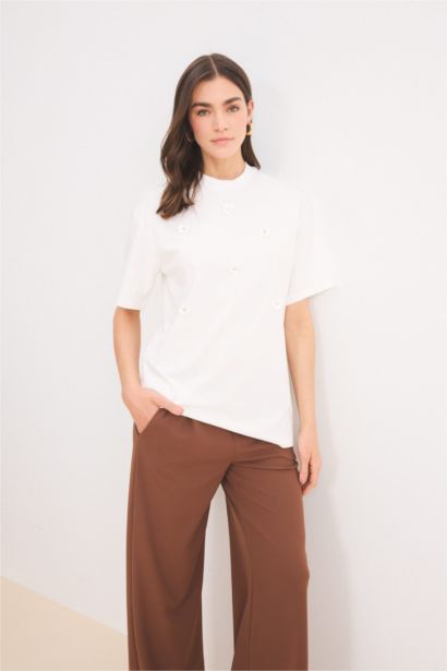 T-shirt basique à col rond et manches courtes Coupe décontractée