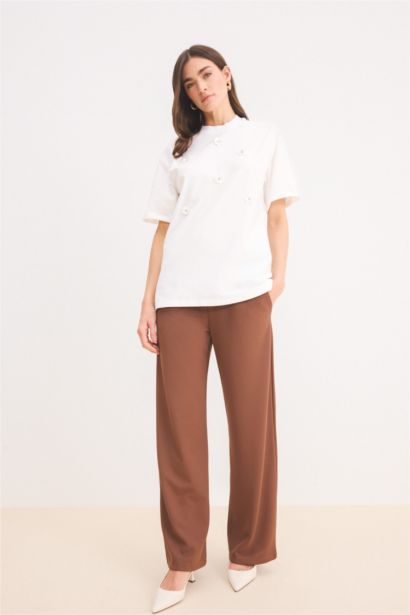 T-shirt basique à col rond et manches courtes Coupe décontractée