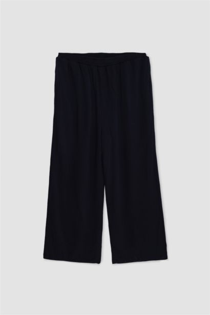 بنطلون وايد ليج فيسكوز كرنكيل برجل واسع بجيب