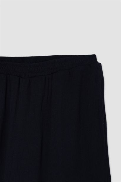 بنطلون وايد ليج فيسكوز كرنكيل برجل واسع بجيب