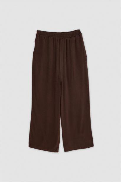 Wide Leg Double Pocket Crinkle Viscose Trousers