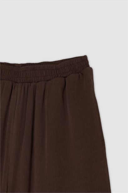 Wide Leg Double Pocket Crinkle Viscose Trousers